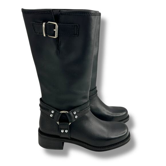 Steve Madden Black Leather Moto Boots - Picture 3 of 11